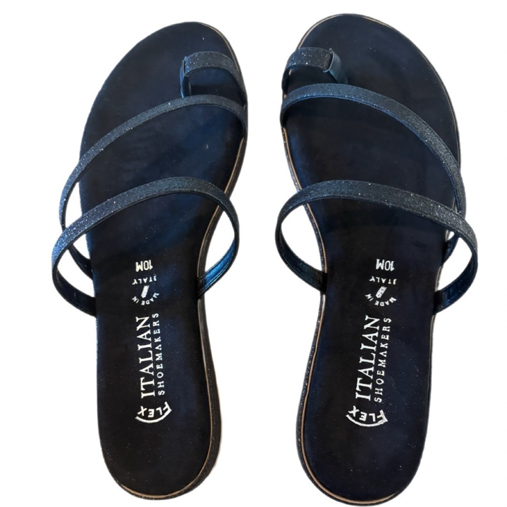 Italian Shoemakers Sandals Black Glitzy Glam Sparkly Strap Sandals Sandals NWT